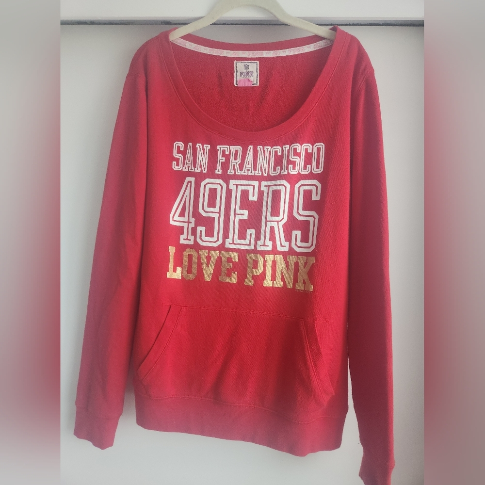NFL Victoris Secrets San Francisvo 49ers Love Pink Red Sweatshirt L With Pockets